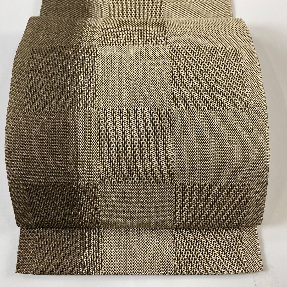 名古屋帯 美品 秀品 八寸名古屋帯 市松 茶色 正絹 【中古