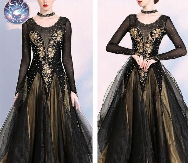 新品 未使用 新作 社交ダンスドレス モダンダンス 刺繍 キラキラ