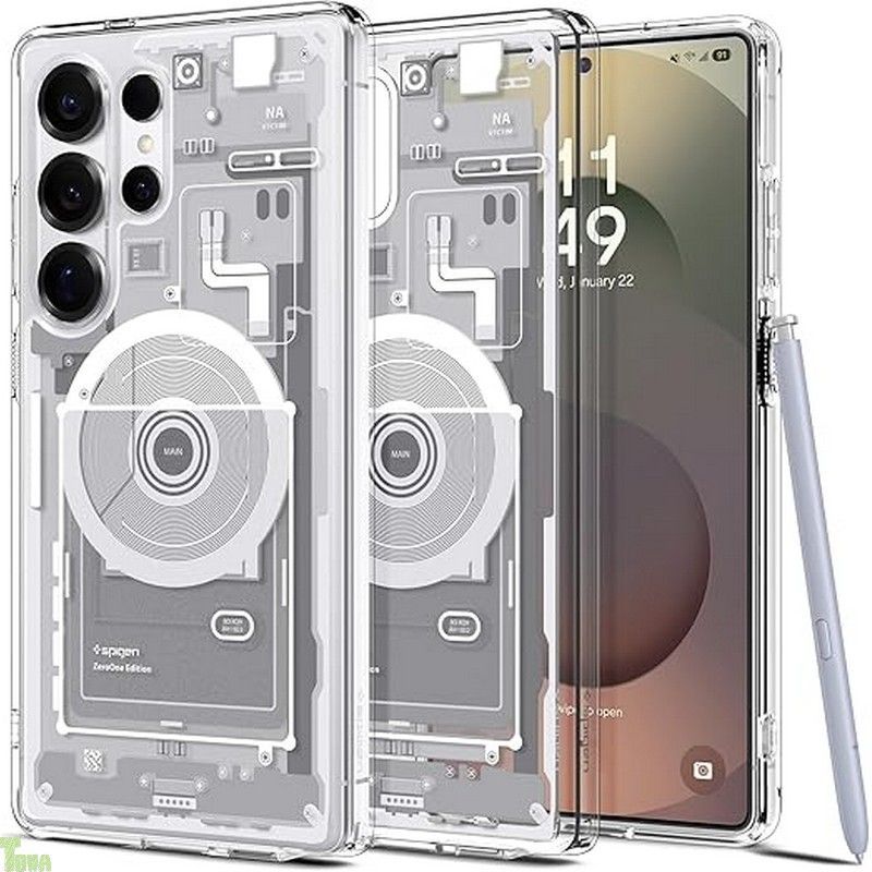 Spigen Galaxy S25 Ultra ケース Magfit対応 クリア ストラップホール 米軍MIL規格 ウルトラ ハイブリッド マグフィット ACS08958 ゼロ ワン ホワイト a