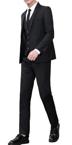 Color ブラック_Size 3XL YAYOKYA スーツ メンズ 上下セット 2点セット ビジネススーツ スリム セットアップ 2つボタン 就職スーツ フォーマル 礼服 結婚式 無地 メンズスーツ オールシーズン対応