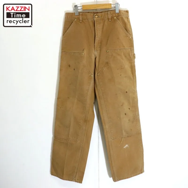 USA製 希少サイズ Carhartt ダブルニーパンツ ブラウンダック 2025年最新】古着 パンツ 90s USA製 Carhartt カーハート