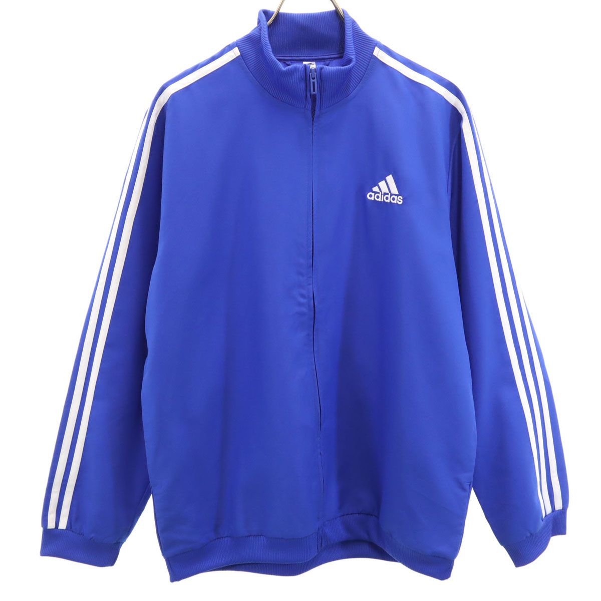 古着　adidasブルゾン adidas アディダス ジップジャケット L ブルー 3ライン メンズ