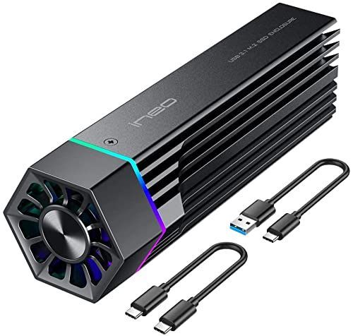 新品 ineo M.2 PCIe NVMe SSD外付ハードドライブケース 書き込み防止機能 効果的な放熱のアルミデッキ サーマルパッドに付く ファンが内蔵 7色のRGBライトUASP及びTrim指令に対応 [C2605 NVMe]