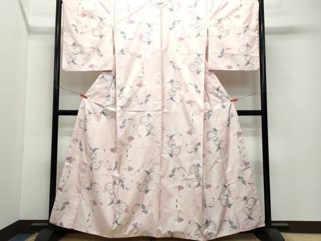 袷　白大島　アンサンブル　L寸 平和屋着物○本場大島紬 アンサンブル 白大島 枝花文 正絹 逸品 DAAU0535tw