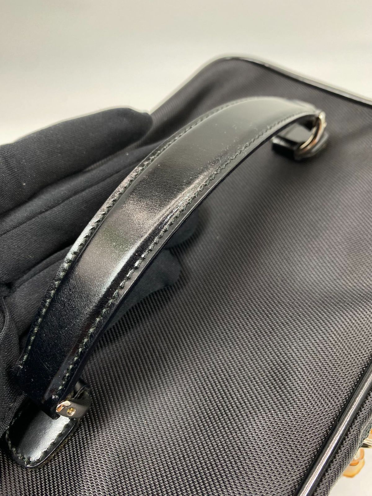 【美品】GUCCI グッチ バンブー バニティバッグ ナイロン×エナメル GUCCI グッチ バンブー バニティバッグ ナイロン×エナメル 管理