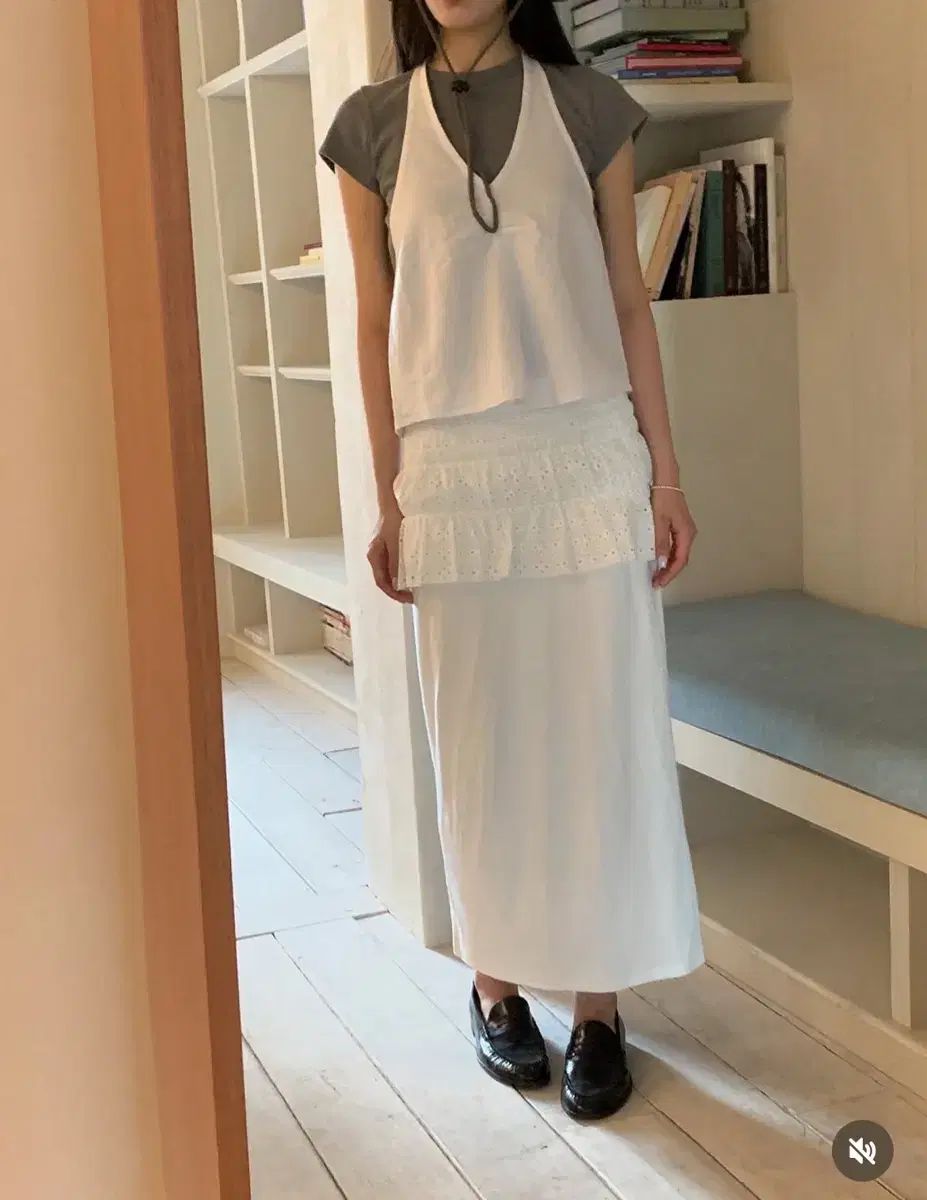 スムードムード アイボリー 麻 マルベージャ レース スカート