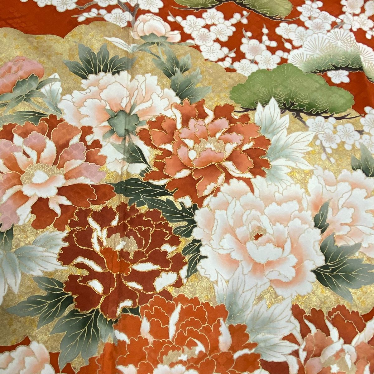 振袖 身長158-173cm 黄 矢絣 牡丹 松竹梅 正絹 楽天市場】【新品】 振袖 着物 未使用 袷 フォーマル 正絹
