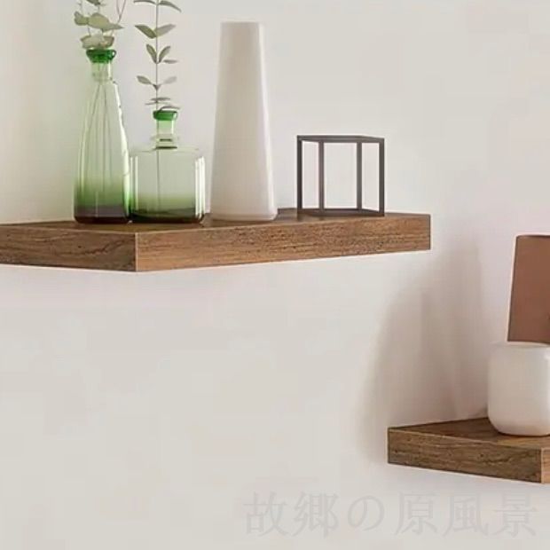 フロートシェルフセット 木製 50.01cm ナチュラルブラウン 隠しサポート付き ディスプレイ棚 壁掛け設置用 リビング キッチン 寝室 オフィス ホリデー装飾用 クラシックスタイル収納棚 シンプルデザイン お洒落 リビングルーム ブラウン