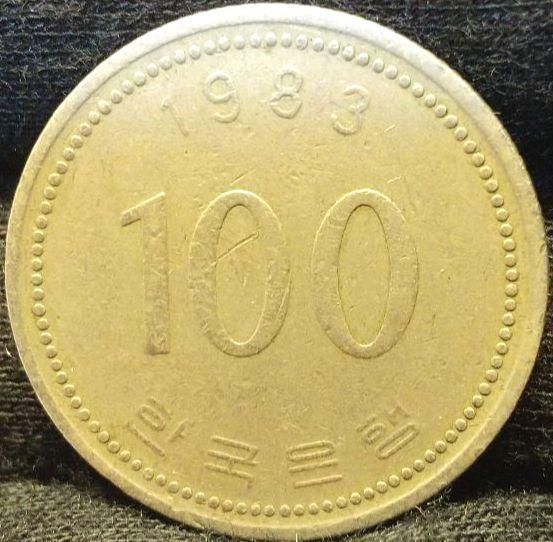 100ウォン硬貨 1983年 直径23.9mm 백원 한국은행 100원 동전 - メルカリ