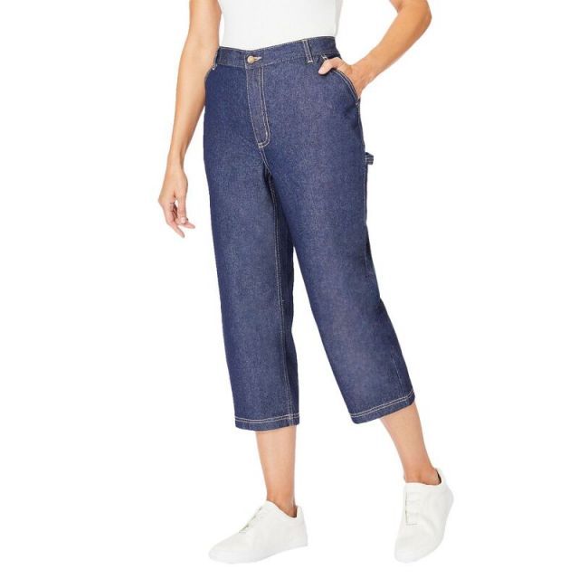 【送料無料】 ウーマン ウィズイン レディース カジュアルパンツ ボトムス Woman Within Women's Plus Size Carpenter Capri Indigo