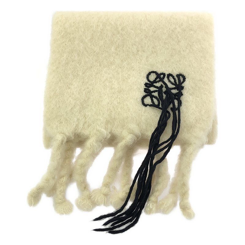 LOEWE / ロエベ | モヘヤ アナグラム フリンジ 大判 ストール マフラー