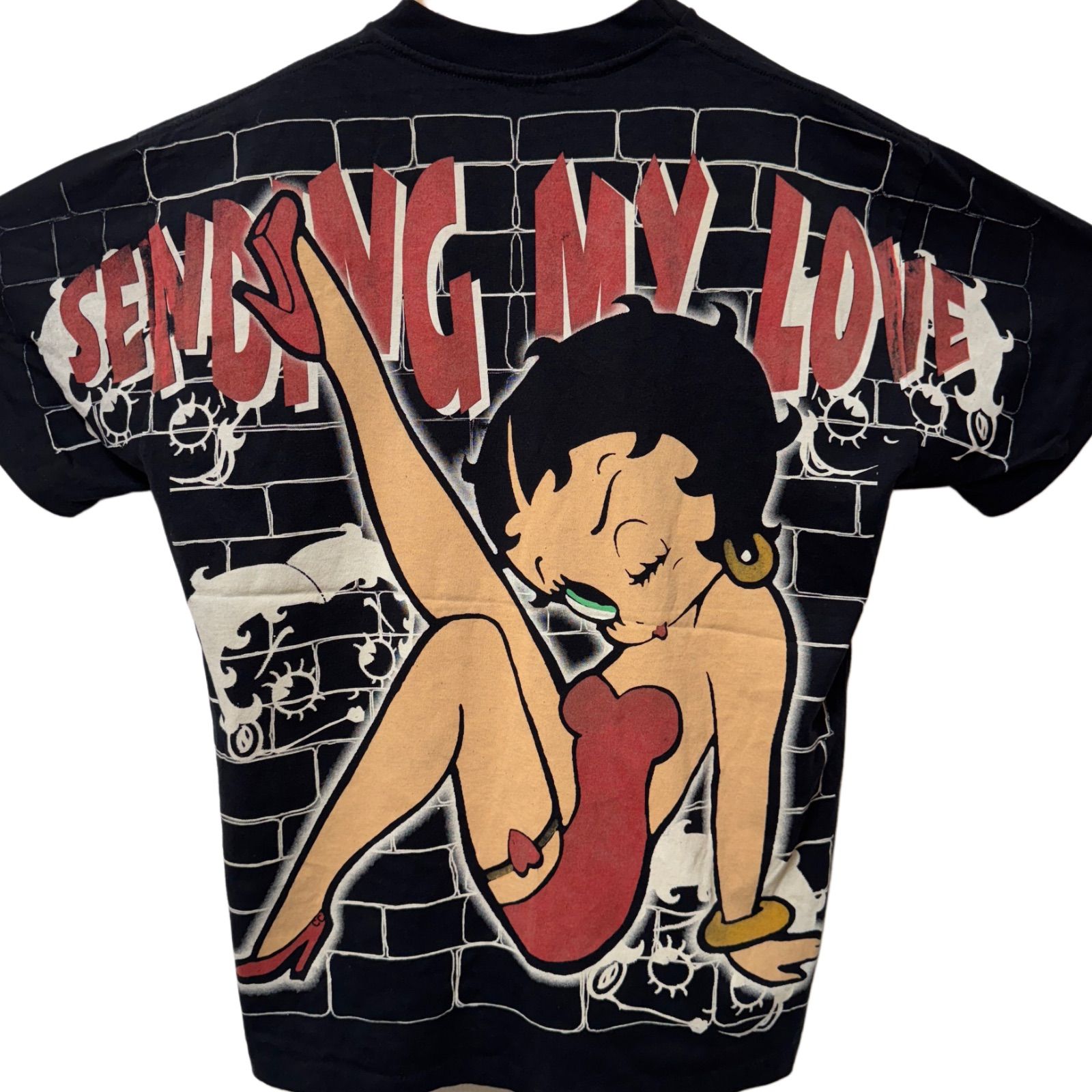 人気 Betty Boop ベティちゃん Tシャツ 黒 プリント レトロ 古着 ベティちゃん Tシャツ XL相当 BETTY BOOP ベティブープ