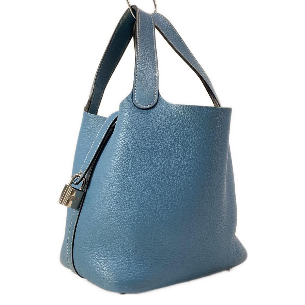 ピコタンロック PM ブルージーン 金具 シルバー エルメス ピコタンロック PM ブルージーン シルバー金具 超美品 【鑑定済】