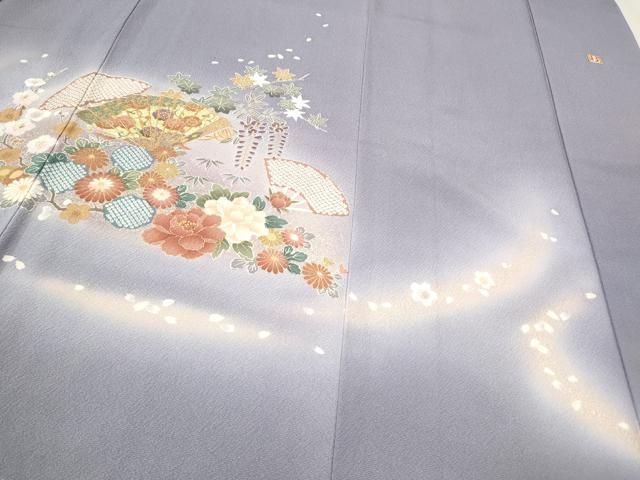 平和屋着物●ブライダルファッションデザイナー・桂由美　訪問着　駒刺繍　桧扇花文　暈し染め　金彩　正絹　逸品　CAAQ9591th 平和屋着物○ブライダルファッションデザイナー・桂由美 訪問着 駒刺繍