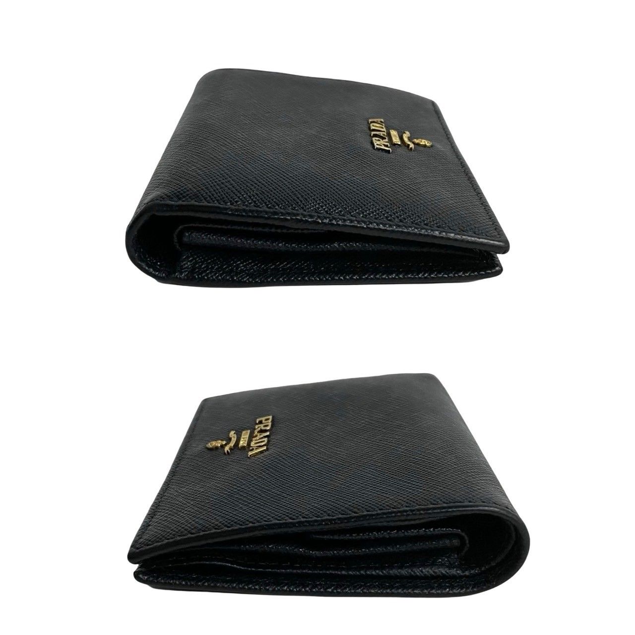 極 美品 箱付き PRADA プラダ ロゴ 金具 サフィアーノ レザー 本革 二