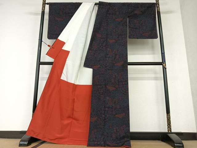 平和屋本店□色無地 まとめて 3点 風景 花柄 流水 地紋 など