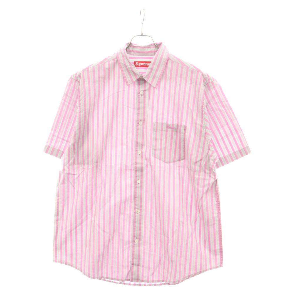 Supreme 半袖シャツ ピンク ストライプ　Mサイズ SUPREME (シュプリーム) 24SS Loose Fit Multi Stripe S/S Shirt