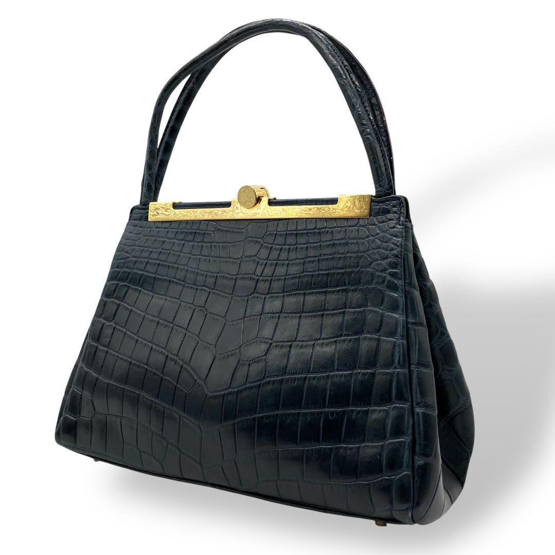希少色 STILE Emme Gi Erre シャイニング クロコ ハンドバッグ お値打ち価格 STILE Emme Gi Erre 綺麗目 クロコダイル