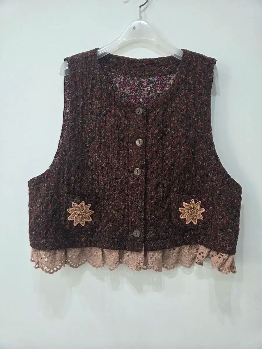 ヴィンテージ 刺繡 レース キルティングベスト 66 半