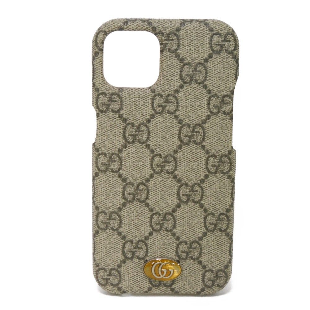 GUCCI グッチ オフィディア iPhone 13 ケース ダブルG ラッカーフィニッシュ オーバル ベージュ エボニー GGスプリーム スマホケース 701330 K5I0S 9742