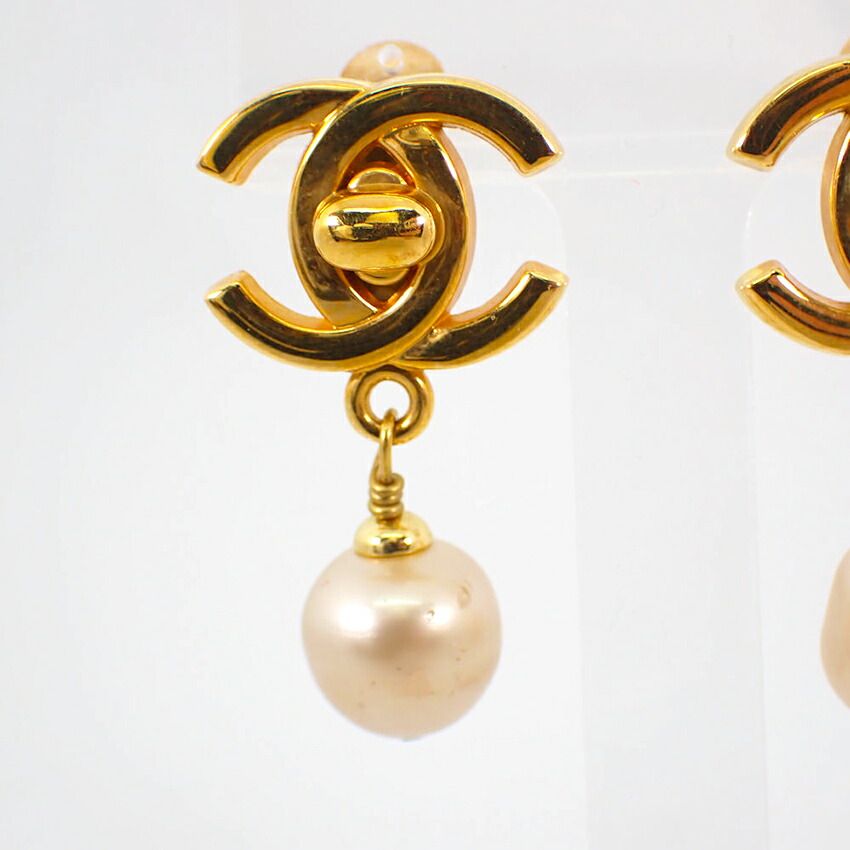 CHANEL|シャネル|フェイクパールイヤリング|金色金具|箱有|g512-33