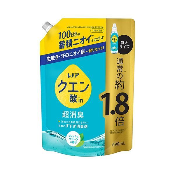 まとめ P＆Gレノア クエン酸in超消臭 フレッシュグリーンの香り つめかえ用 特大 690ml 1個 ×5セット
