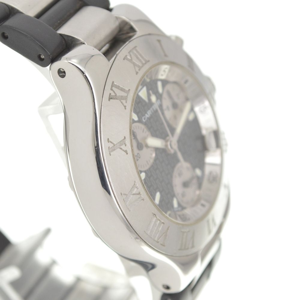 美品カルティエ CARTIER W10125U2 クロノスカフ デイト クォーツ カルティエ CARTIER W10125U2 クロノスカフ21 クロノグラフ