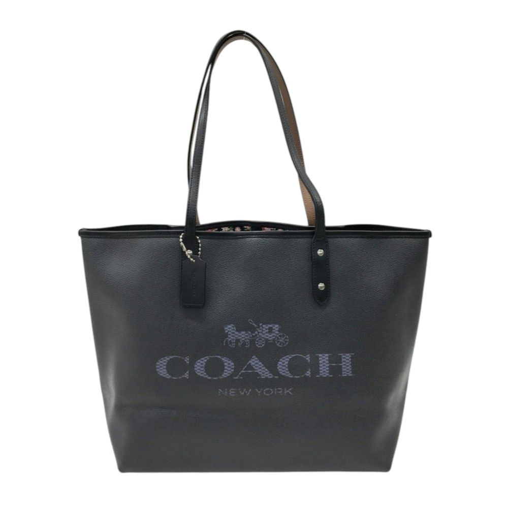 ミント　COACH ブラックレザートートバッグ 美品】コーチ✳︎レザートートバッグ✳︎ブラック - メルカリ