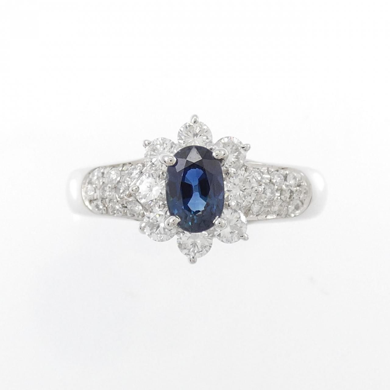 1円～Pt サファイア ダイヤモンド リング 1.08ct SELBY サファイアx 