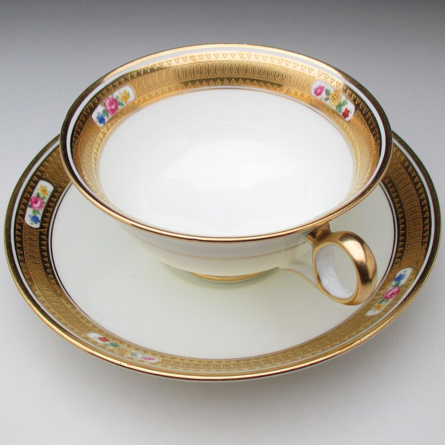 コウルドン 金彩花綱文 カップ&ソーサー アンティーク 1905年 コウルドン 金彩花綱文 カップ&ソーサー アンティーク 1905年