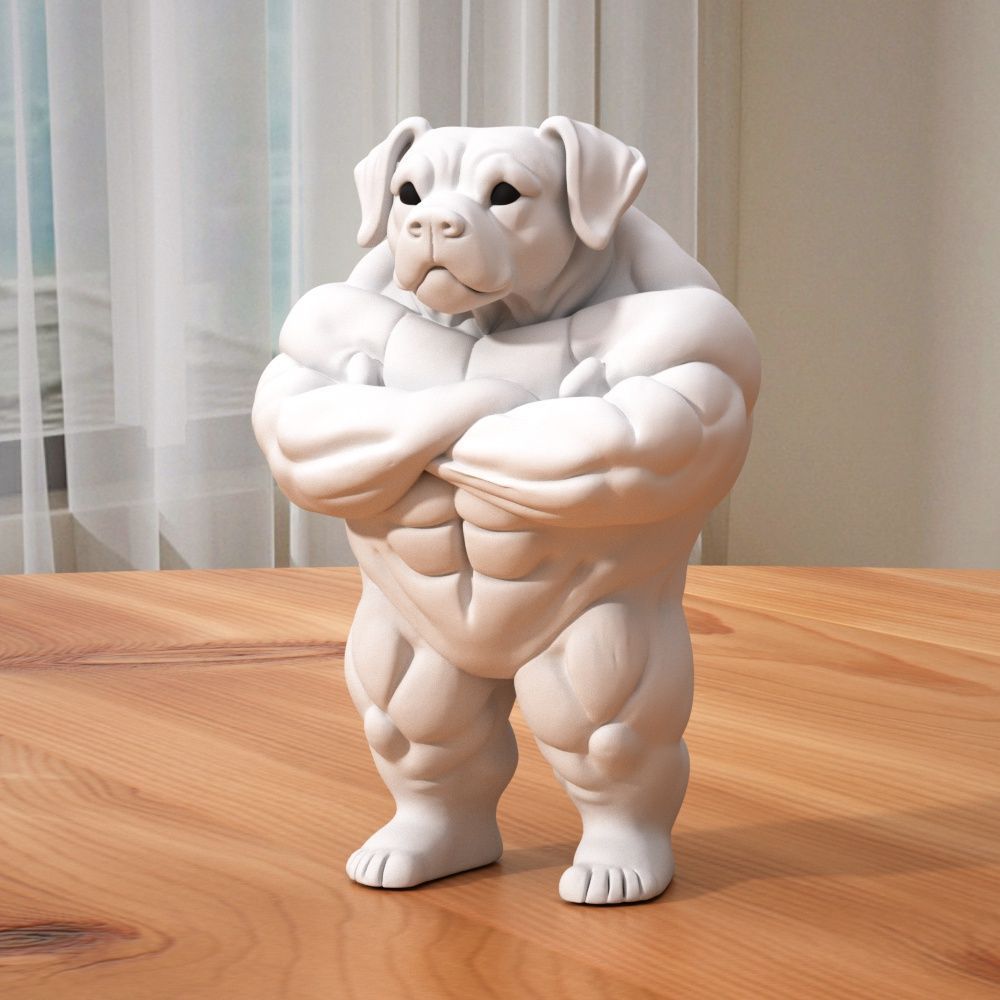 フィギュア 動物 マッスルドッグ おもしろい 大型犬 置物 10cm 腕組み
