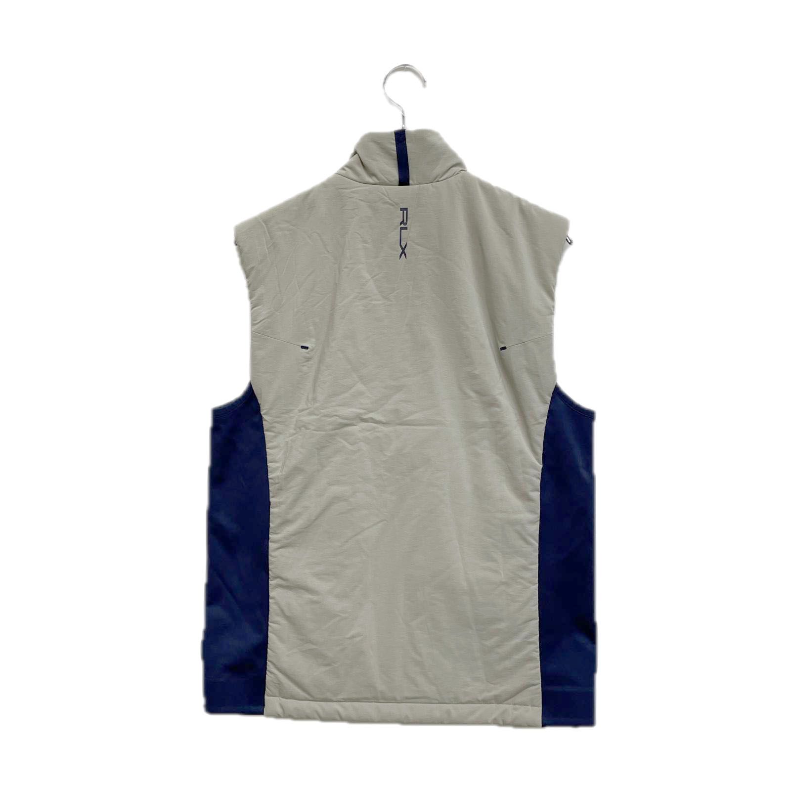 メンズ アールエルエックス ラルフローレン RLX RALPH LAUREN ベスト S グレー×紺 中綿 フルジップ