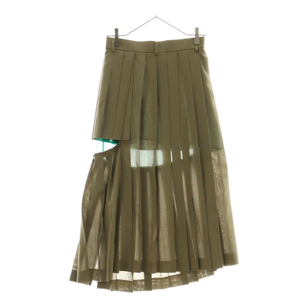 Sacai (サカイ) 22AW SUITING×CHIFFON LAYERED PLEATS SKIRT 異