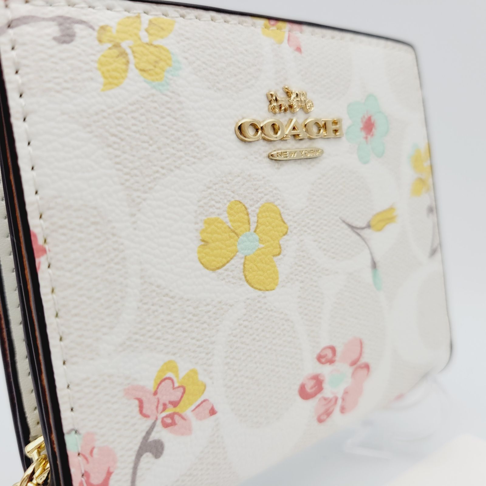 【新品】COACH 財布スナップウォレットシグネチャーキャンバスマイフラワー