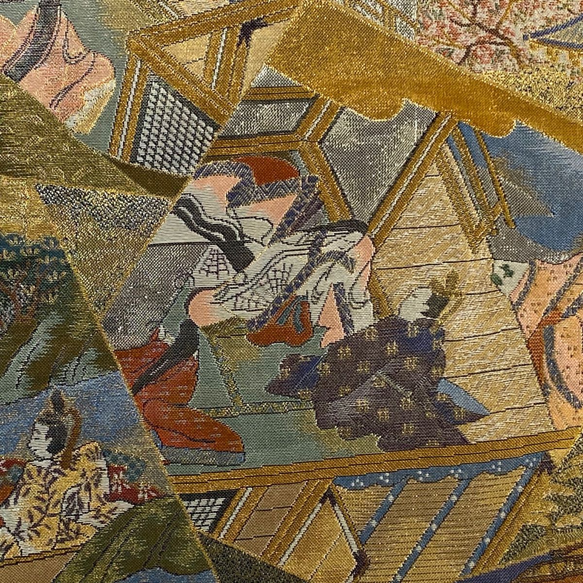 丸帯 平安雅祭礼図 金糸 箔 金色 全通 正絹