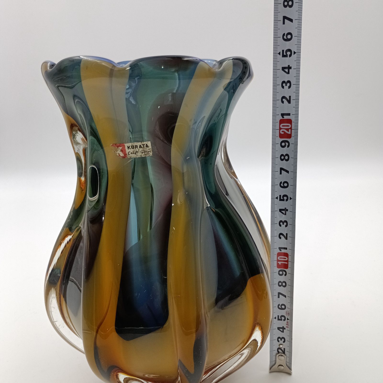 ラスター硝子ヴィンテージ花瓶ミルク硝子KURATA CRAFT GLASS職人技 ラスター硝子ヴィンテージ花瓶ミルク硝子KURATA CRAFT GLASS職人