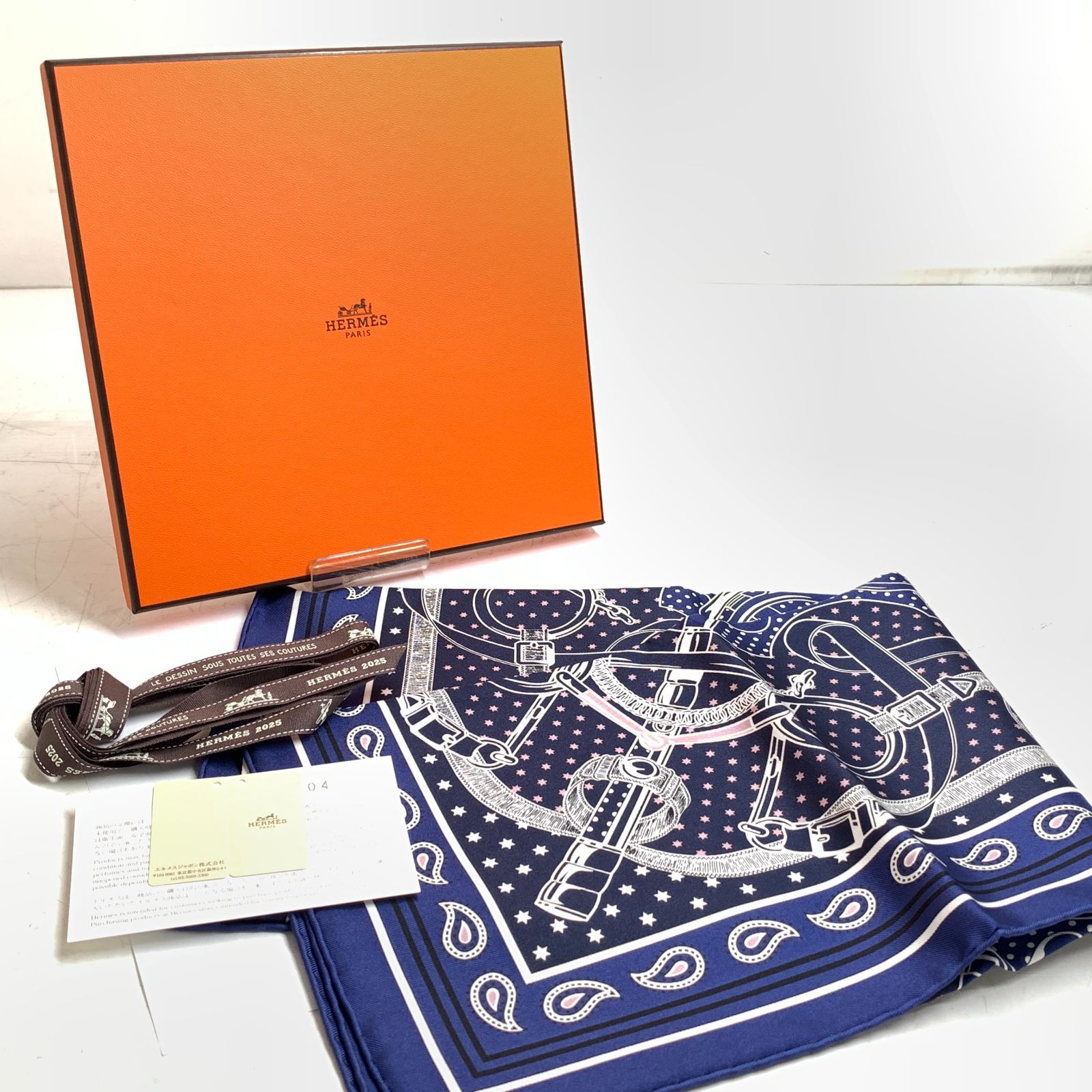 f001 B 未使用品 HERMES エルメス カレ55 バンダナ スカーフ 55cm
