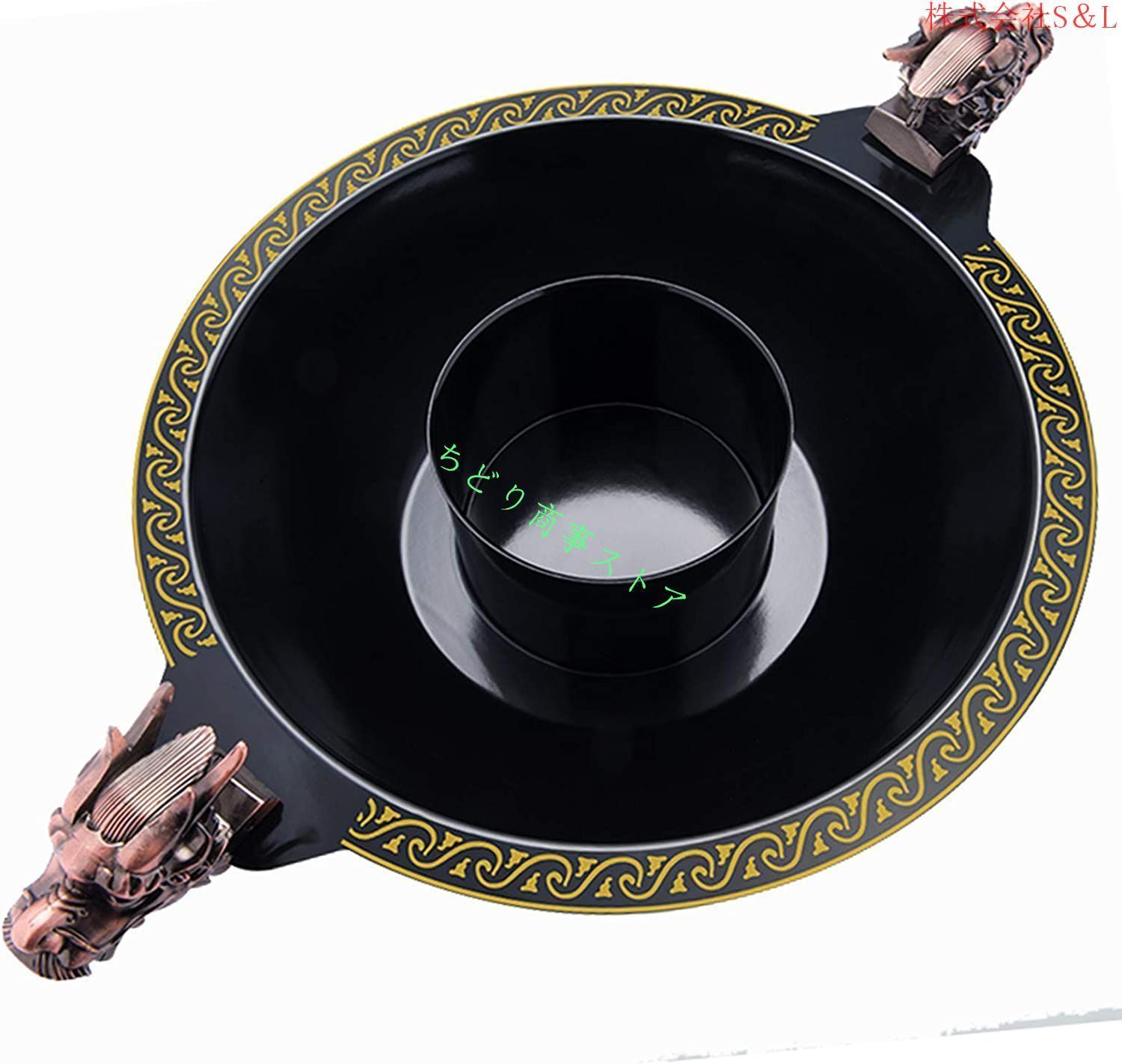 両手鍋仕切り付き卓上二食鍋鴛鴦鍋鉄だし汁火鍋冬鍋深い卓上鍋S＆L鍋パーティに最適中華火鍋熱伝導性調理器具特別なポット多機能2種類の味