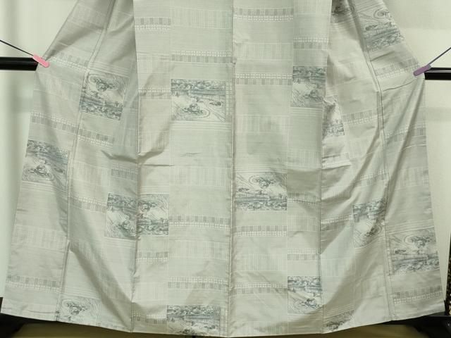 平和屋着物□極上 都喜ヱ門 本場大島紬 白大島 手絣 龍安寺石庭 藤絹