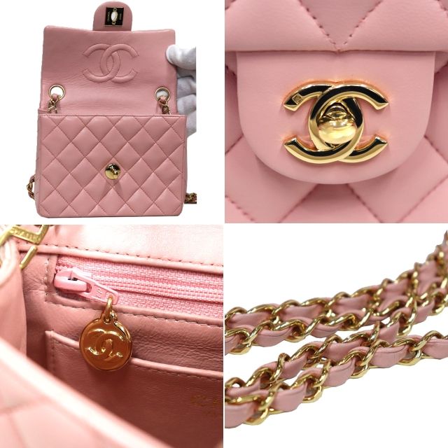 CHANELピンクシルクサテンミニマトラッセシャネル金チェーンバッグヴィンテージ CHANEL - シャネル CHANEL マトラッセ ショルダー バッグ レザー