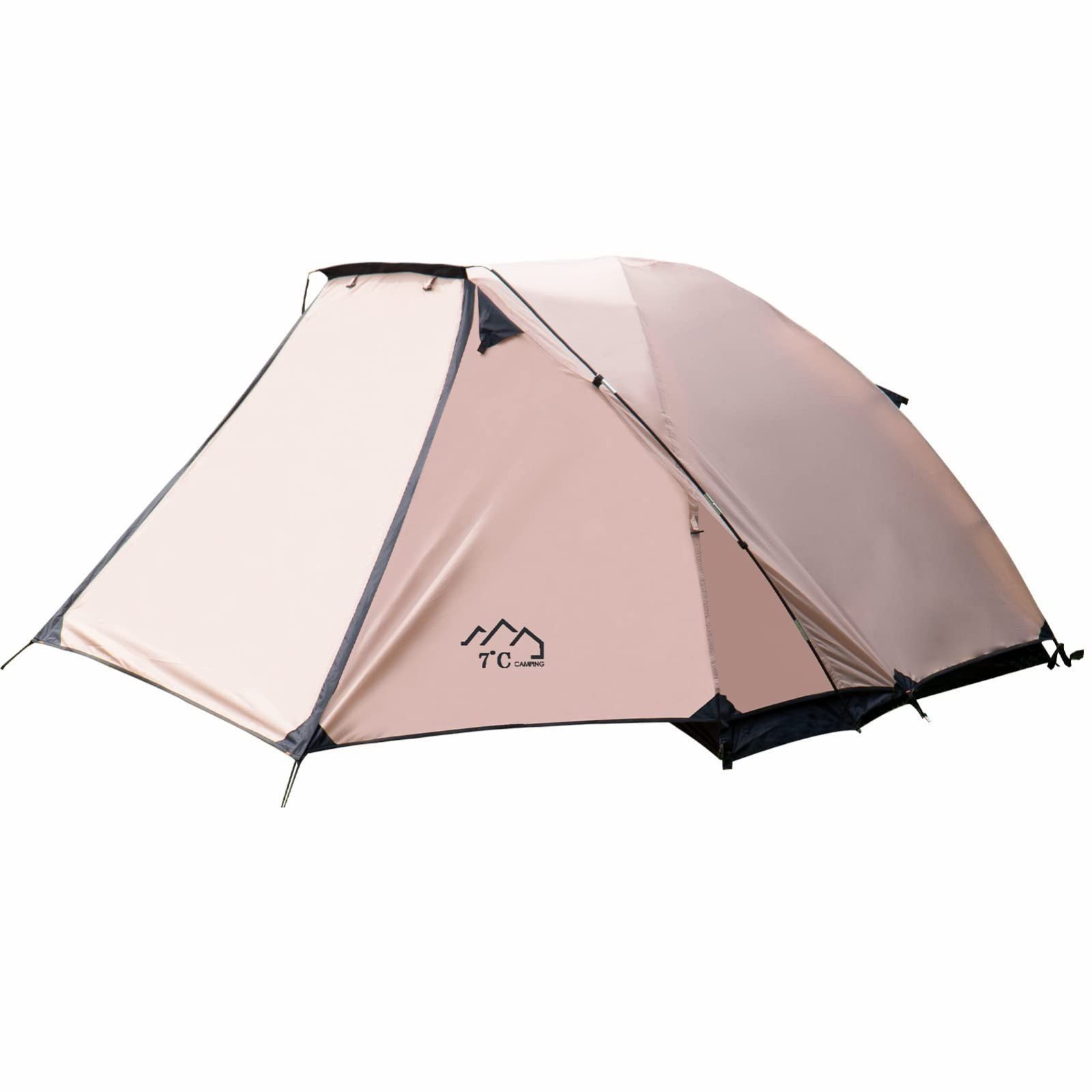 7°C CAMPING テント2～3人用 前室 二重層 通気 防風 防水 耐水圧3000mm 軽量 キャンプ バイク アウトドア 1人簡単設営 家庭用インナー付き 日本語取扱説明書 釣り バーベキュー 海水浴 花見 ピクニックや運動会 プレゼント