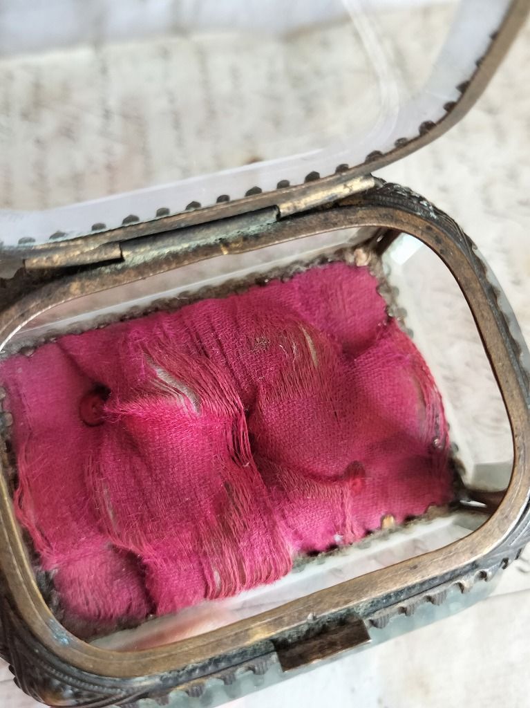 フランス アンティーク クリスタル 5面 ジュエリーケース 1900年 美品