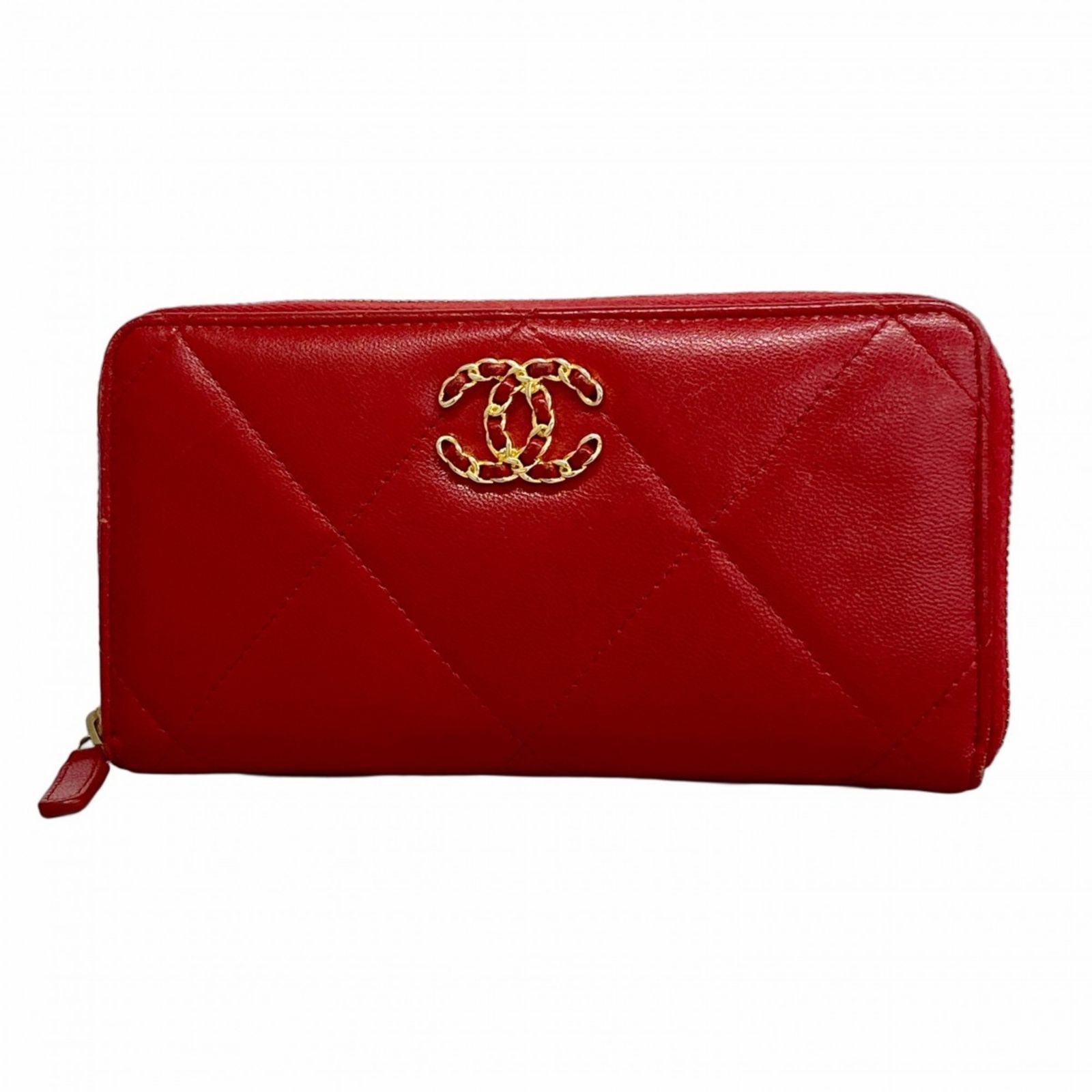 シャネル Chanel シャネル 長財布 シャネル19 ラムスキン レッド レディース P1448461