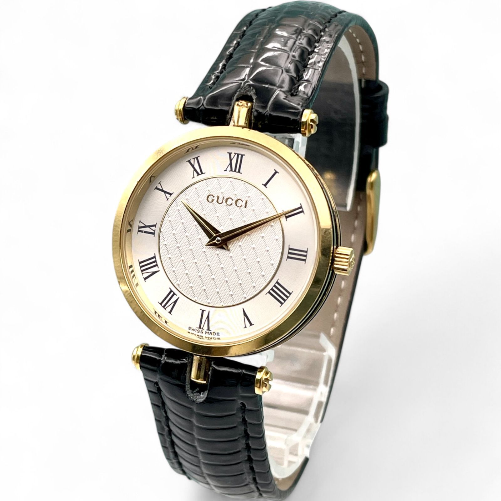 美品 □ 稼働 GUCCI グッチ シェリーライン 白文字盤 レディース