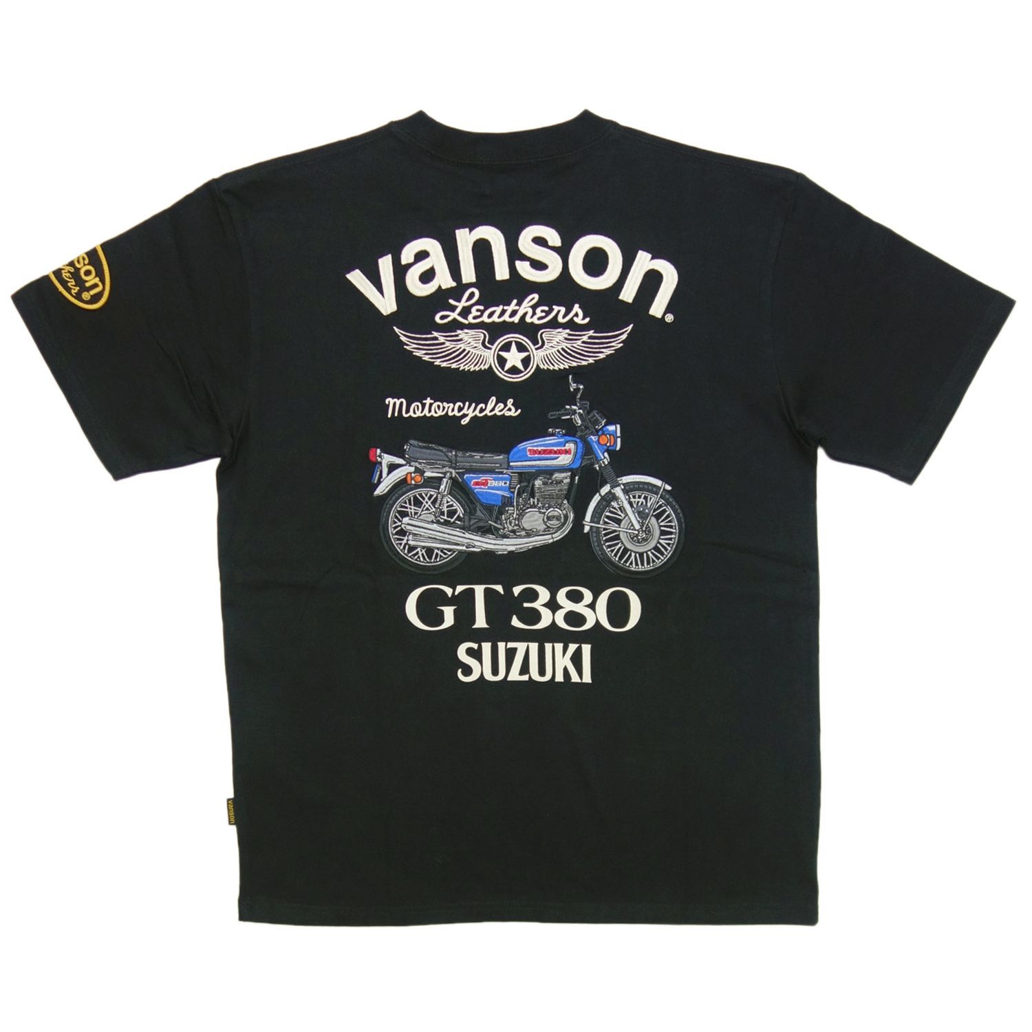 送料無料 VANSON 黒 SMV-2401 半袖 Tシャツ バンソン SUZUKI スズキ コラボ バイカー ライダー アメカジ モーターサイクル ツーリング ハーレー乗り 刺繍 新品 メンズ MCF