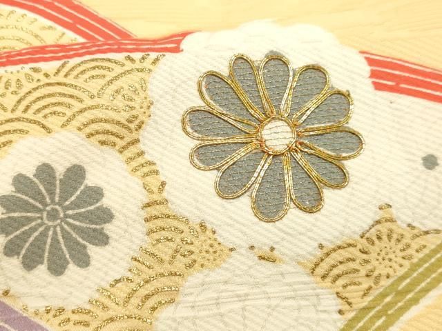 平和屋着物□訪問着 駒刺繍 短冊花文 金彩 正絹 逸品 AAAJ8485Agk