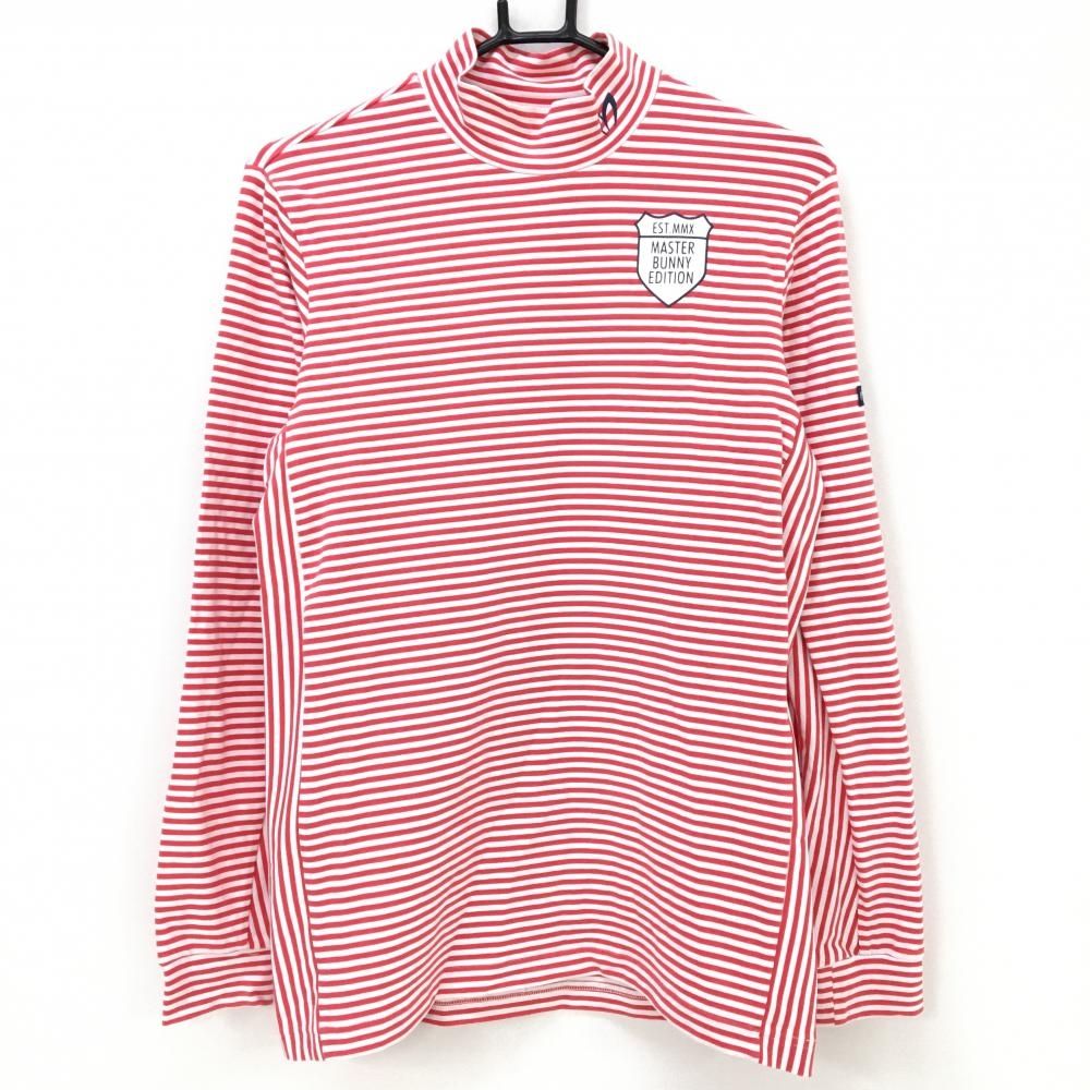 マスターバニー 長袖ハイネックシャツ 白×レッド ボーダー メンズ 5(L 