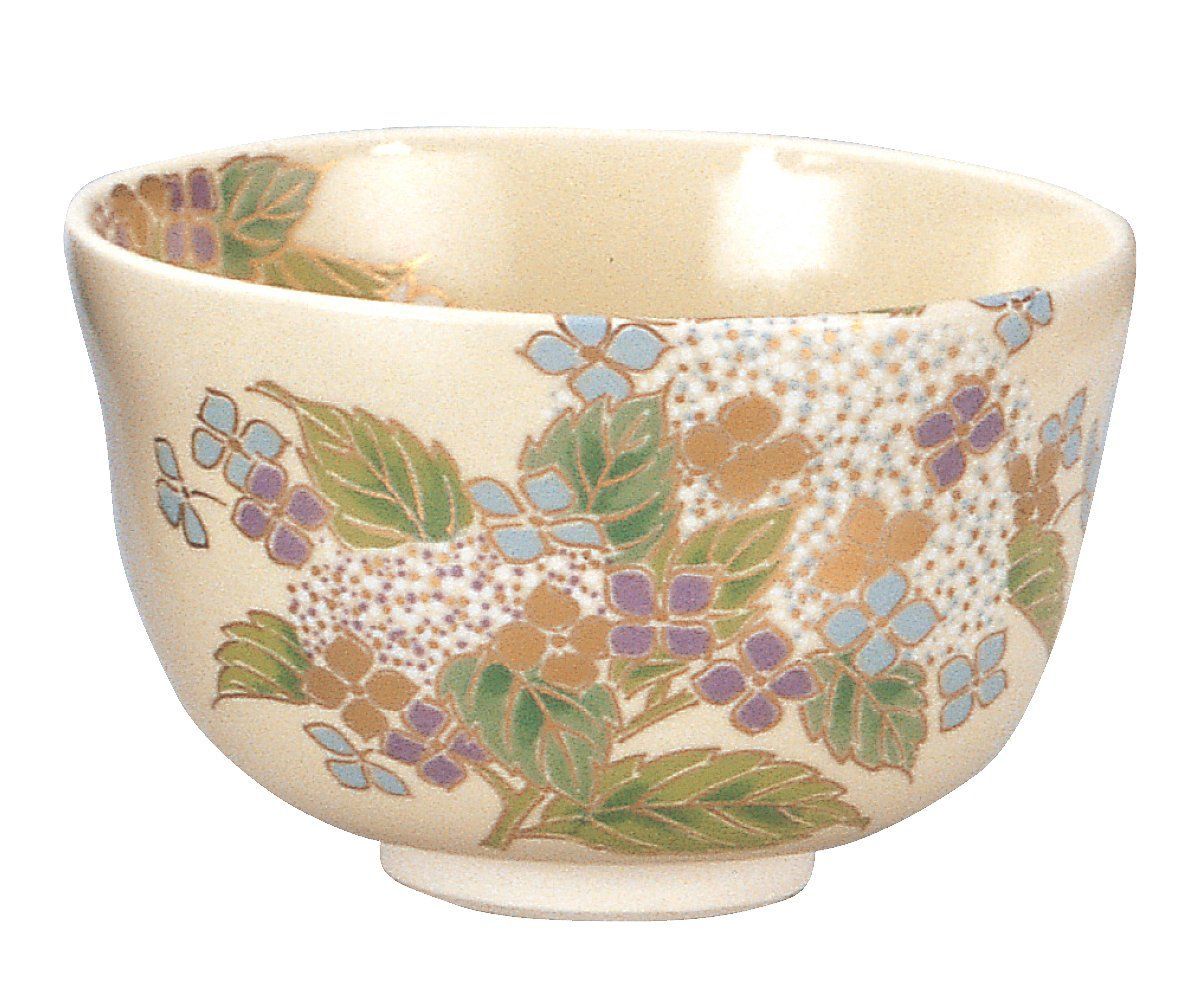 【人気商品】白 サイズ:直径12.4x高さ7.8cm 抹茶碗 仁清 Eikou) 紫陽花 宮地英香(Miyachi 化粧箱入