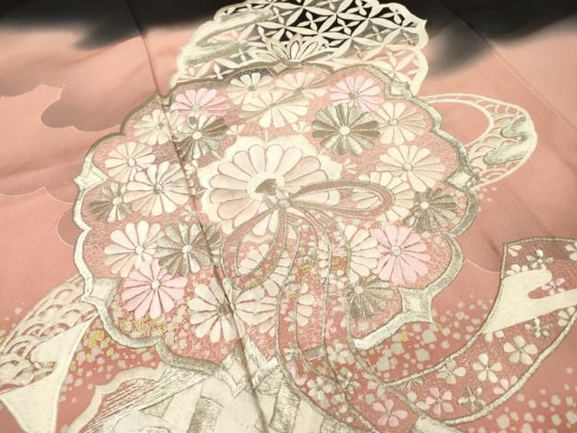 【訪問着】 豪華色留袖✨刺繍・横笛青海波・暈し染め❣️ 逸品✨No.1145 訪問着】 豪華色留袖✨刺繍・横笛青海波・暈し染め❣️ 逸品✨