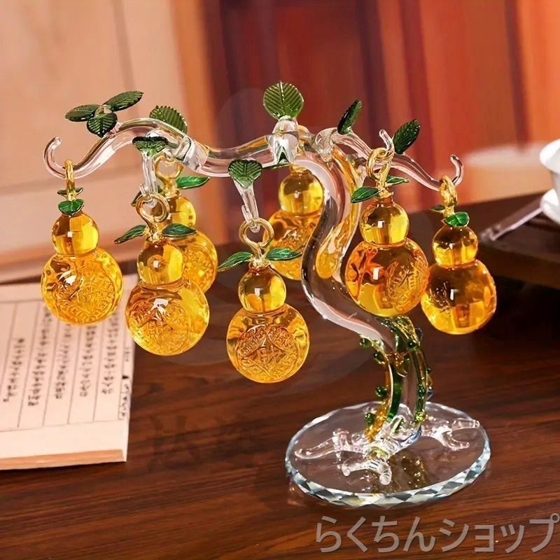 瓢箪 ひょうたん 木 クリスタル 透明 ガラス 透明感 置物 オブジェ 瓢箪 厄除け 幸福 優雅 玄関 インテリア リビング 福 繁栄 伝統的 金運 財運 商売?盛 開運